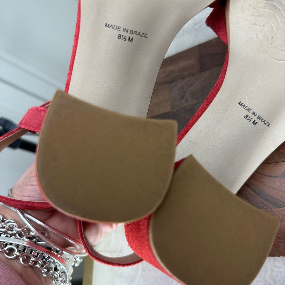 Able NWB Size 8.5 The‎ Mary red suede block heel strap sandals - Picture 10 of 12